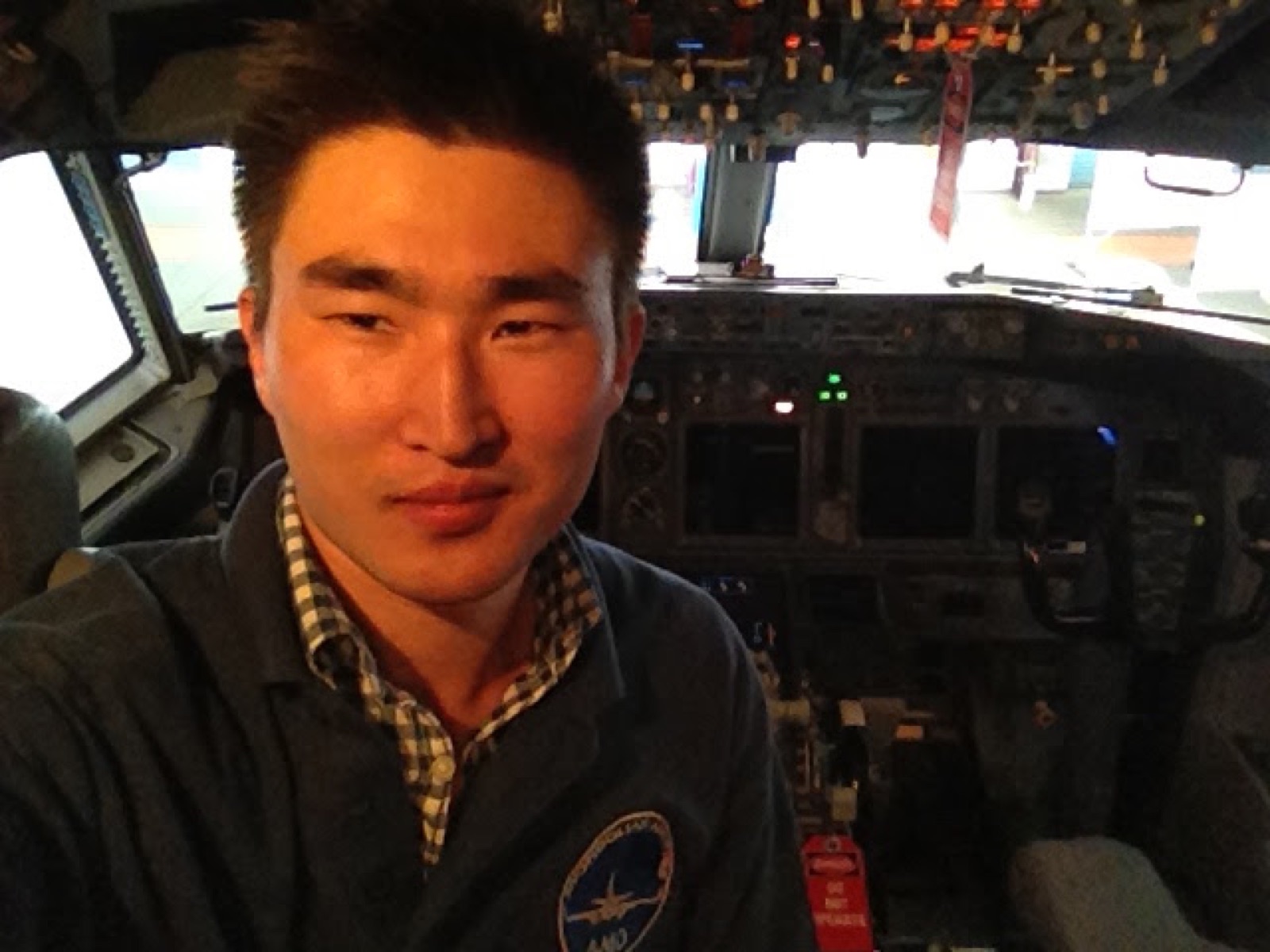 Ider-Od inside an aircraft cockpit